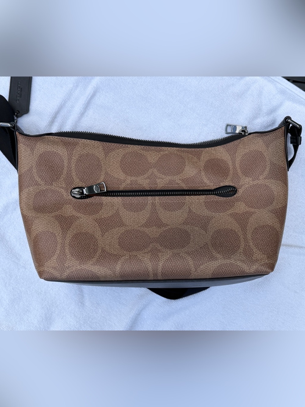 Coach Brown Signature Canvas Belt Bag with Front Zip